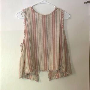 Cloth & Stone Pink and Cream Striped Tank Top